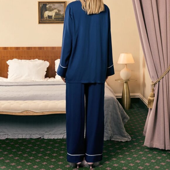 SLEEPER Finnegan Unisex Pajama Shirt and Pants Set in Navy NWT - Picture 2 of 8